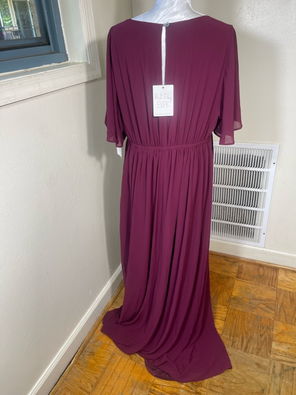 Show Me Your MuMu Emily Maxi Size 1X Merlot Chiffon V Neck autumn wedding dress - Picture 3 of 4
